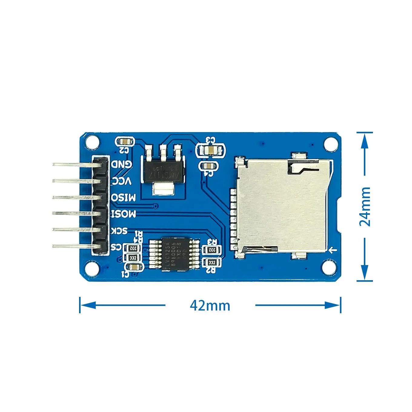 Micro SD Card Module - Top view with dimensions